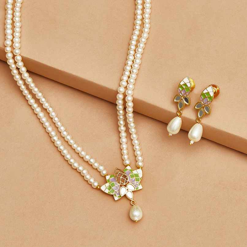 Voylla Festive Hues Pearl Multi Colour Jewellery Set