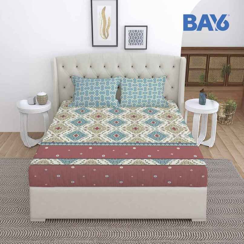 BAY6 Microfibre Floral Print Double Bedsheet | 220 x 240 cm + Two Pillow Covers