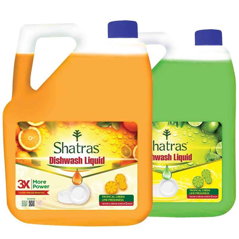 Shatras Liquid Dishwash Gel With Active Green Lime | Pack Of 2 | 5 L Each