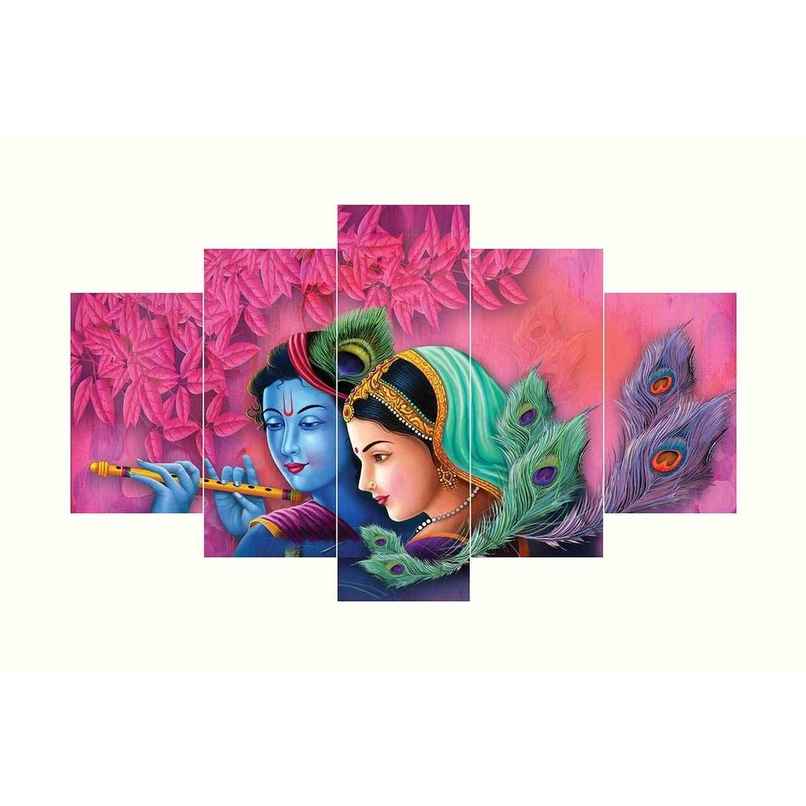 Perpetual Radha Krishna Wall Painting | Set of 5 - Wall Frames | 75 x 43 cm