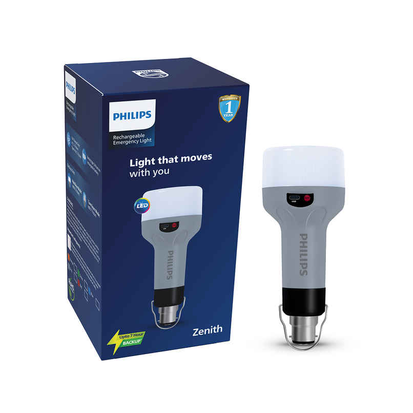 Philips Emer Zenith LED Bulb | 9 W | Cool White | B22 | 9 Hrs | Grey Philips Emer Zenith LED Bulb | 9 W | Cool White | B22 | 9 Hrs | Grey