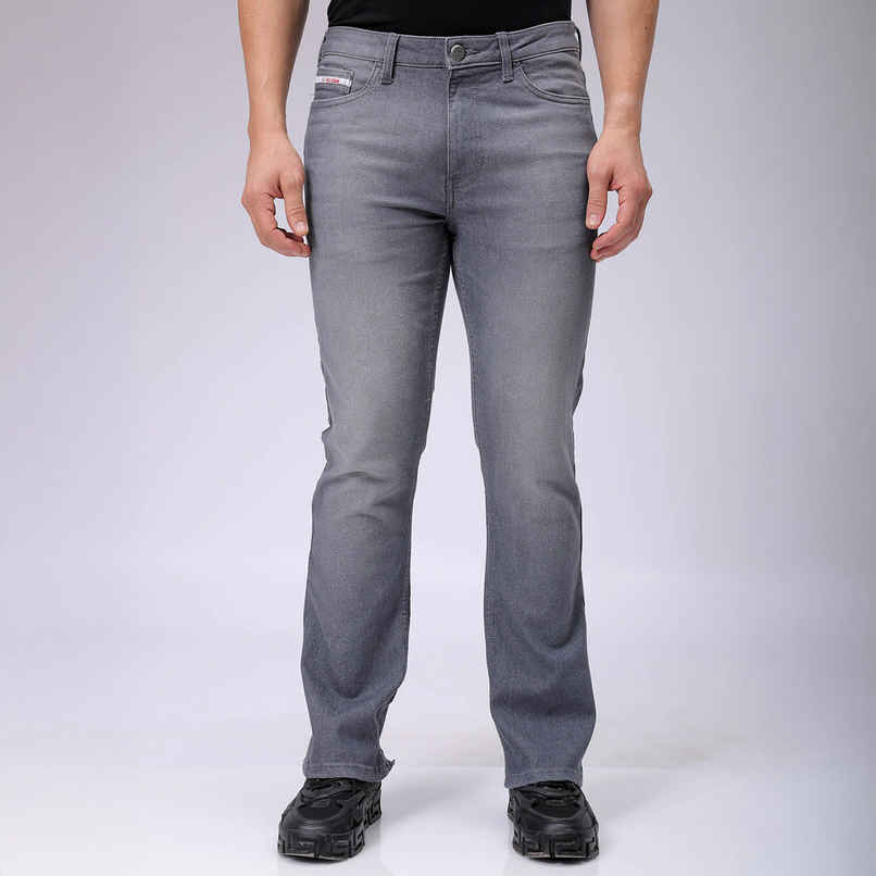 The Indian Garage Co Men's Slim Fit Solid Casual Regular Jeans | Grey | 28