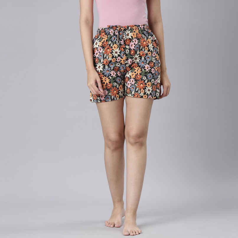 Go Colors Women's Printed Knit Lounge Shorts | Black - M