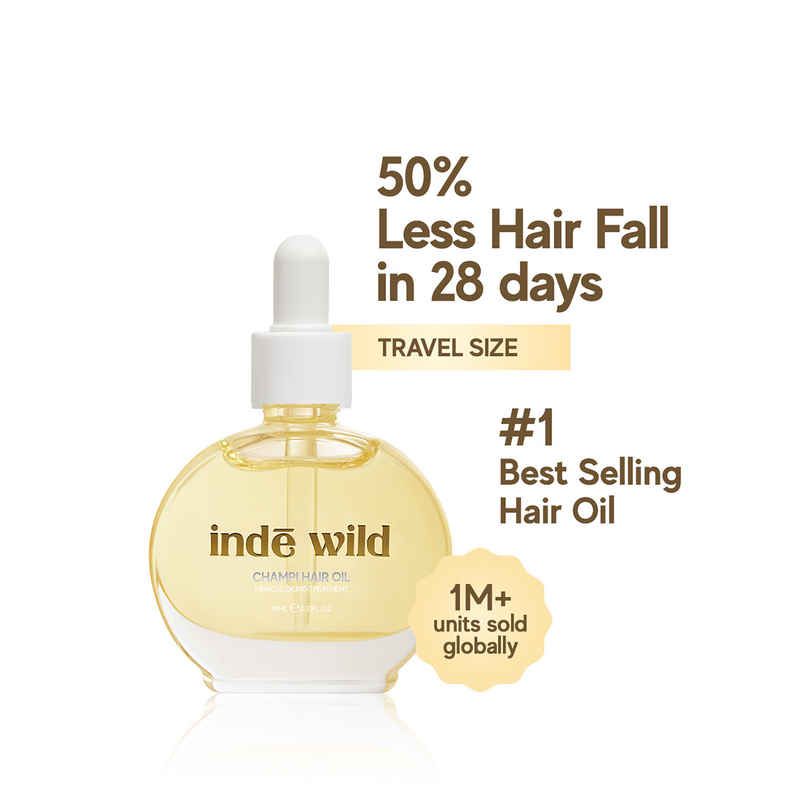 inde wild Champi Hair Oil With Bhringraj, Brahmi & Amla For Regrowth, Hairfall & Dandruff Control
