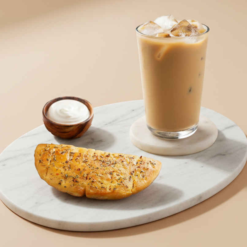 Garlic Bread With Cheese Dip (1pc) & 250 Ml Cold Coffee (1pc) Combo  