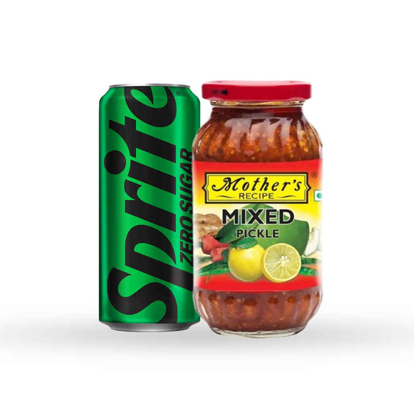 Sprite Zero Lemon Diet Soft Drink Can (300ml) & Mother'S Recipe Mixed Pickle (300g) Combo