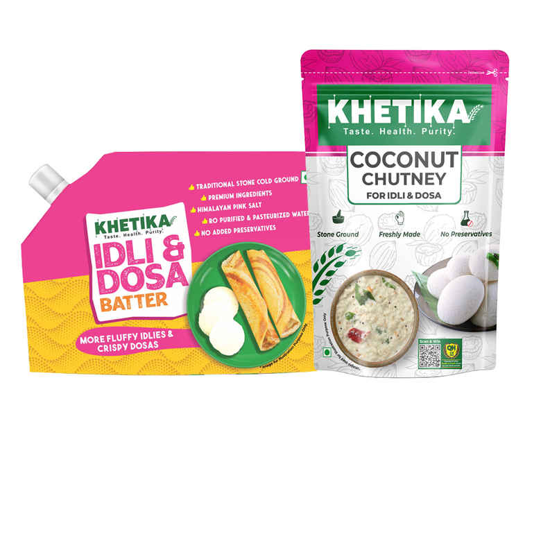 Khetika Fresh Idli Dosa Batter (500g) & Khetika Coconut Chutney (120g) Combo Khetika Fresh Idli Dosa Batter (500g) & Khetika Coconut Chutney (120g) Combo