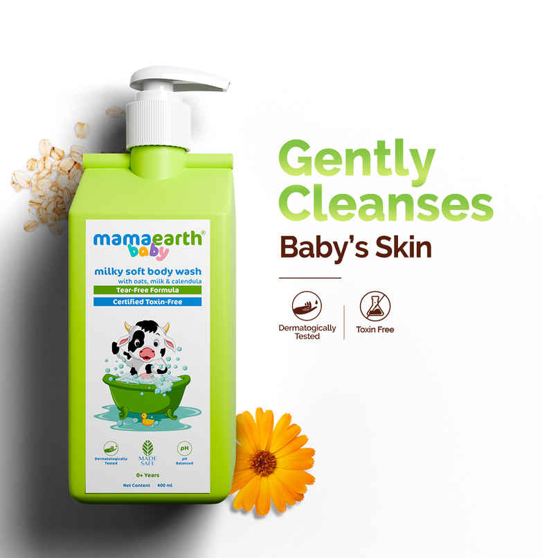 Mamaearth Milky Soft Head To Toe Wash With Oats, Milk, And Calendula For Babies