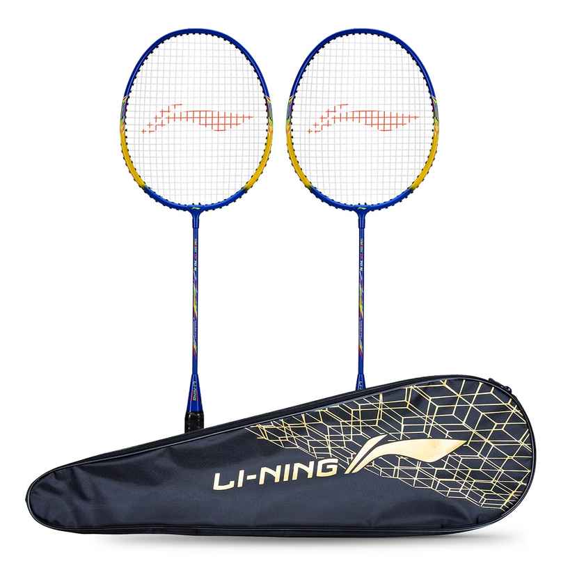 Li-Ning Smash XP 70 IV Aluminium Badminton Racket (2 Rackets + Full cover) | Blue & Yellow