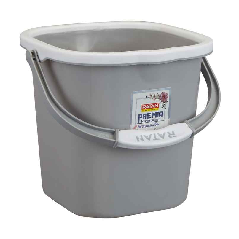Ratan Plasticware Premia Bucket (5L X 1) - Diaso Grey|Light Weight And Easy To Carry