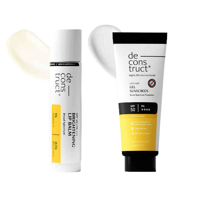 Deconstruct Brightening Lip Balm Spf 50 | Vitamin C & Resorcinol | Moisturizes & Brightens (4g) & Deconstruct Gel Sunscreen Spf 55+ Pa+++ | In Vivo Tested | Matte, Lightweight & Airy, Non-Greasy (50g) Combo Deconstruct Brightening Lip Balm Spf 50 | Vitamin C & Resorcinol | Moisturizes & Brightens (4g) & Deconstruct Gel Sunscreen Spf 55+ Pa+++ | In Vivo Tested | Matte, Lightweight & Airy, Non-Greasy (50g) Combo