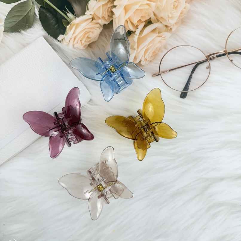The Opal Factory Hair Accessories | Big Butterfly Claw Clips for Girls | Set of 4 |Medium