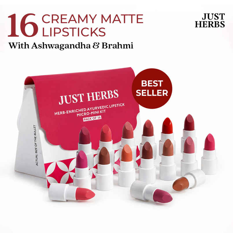 Just Herbs Ayurvedic Mini Lipstick Kit | Matte Finish, Long Lasting & Hydrating