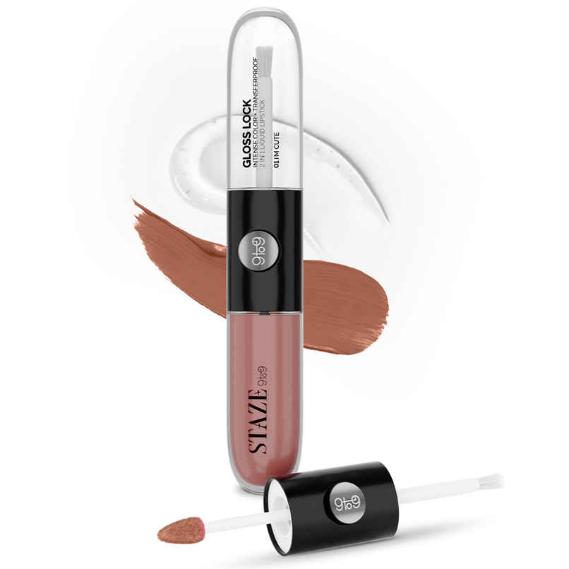 Staze Gloss Lock 2-in-1 Liquid Lipstick + Clear Gloss | Transferproof | 04 Im Shy | 7g Staze Gloss Lock 2-in-1 Liquid Lipstick + Clear Gloss | Transferproof | 04 Im Shy | 7g