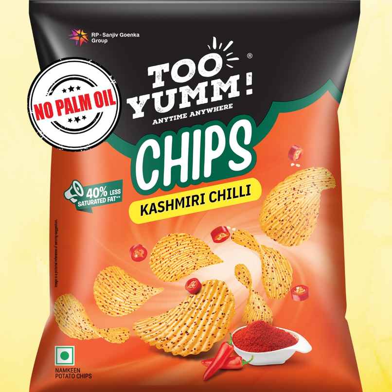 Too Yumm Kashmiri Chilli Potato Chips, 40% Less Saturated Fats, No Palm Oil Healthy Spicy Chips Too Yumm Kashmiri Chilli Potato Chips, 40% Less Saturated Fats, No Palm Oil Healthy Spicy Chips