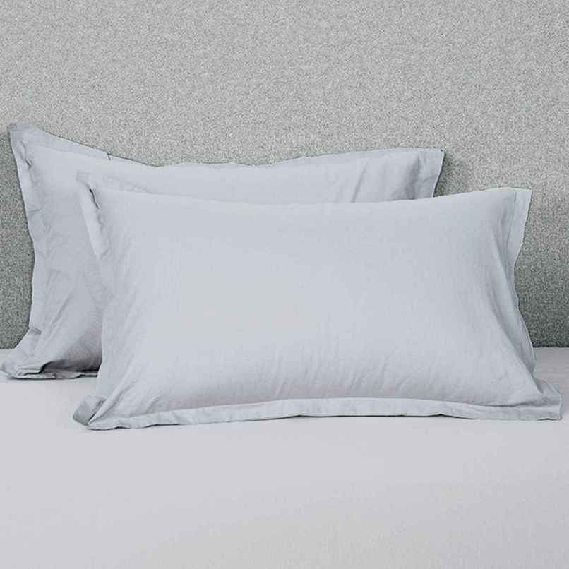 Sleepycat Cotton Pillow Cover With Envelope Closure - Grey | Standard Size, 28 X 18 Inches (Pack Of 2)