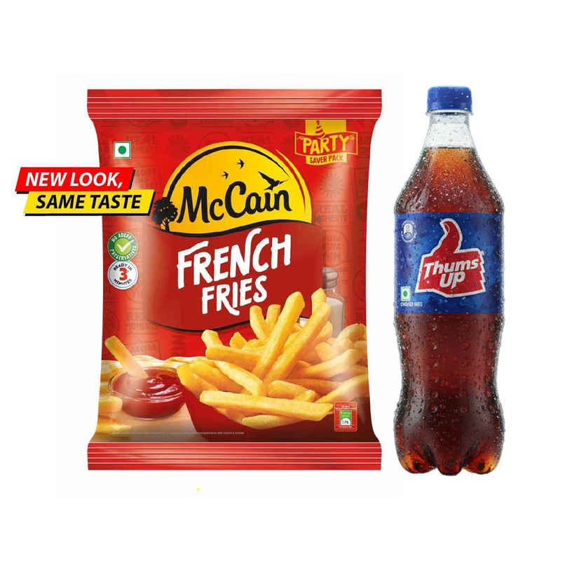 Mccain French Fries | Crispy & Ready To Cook (1kg) & Thums Up Soft Drink | Carbonated Beverage (750ml) Combo