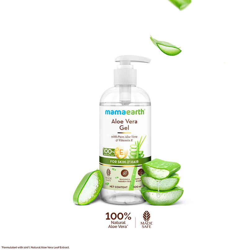 Mamaearth Aloe Vera Gel with Pure Aloe Vera & VitaminE for Skin & Hair | Hydrates, Soothes Skin
