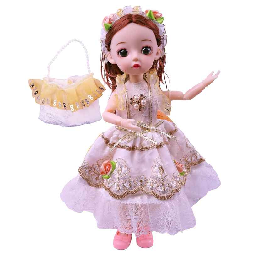Toyshine Cute Doll with 3D Eyes & Beautiful Wedding Dress | With Movable Joints | 12 Inch | White