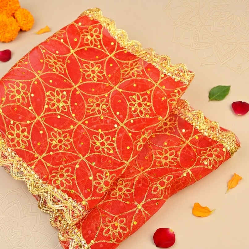 Divine Red Mata Chunri | 26 x 10 Inch | ServDharm Divine Red Mata Chunri | 26 x 10 Inch | ServDharm