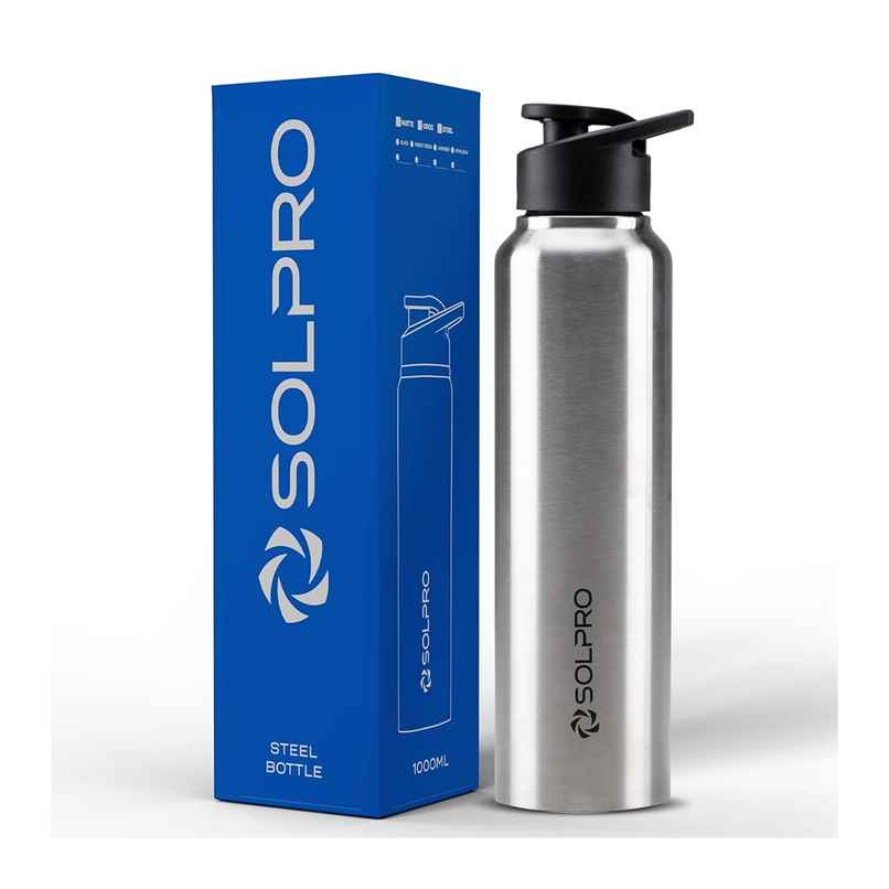 Solpro Titan Stainless Steel Water Bottle | Gym Bottle | Odor & Bpa Free | 1 L | Steel Solpro Titan Stainless Steel Water Bottle | Gym Bottle | Odor & Bpa Free | 1 L | Steel