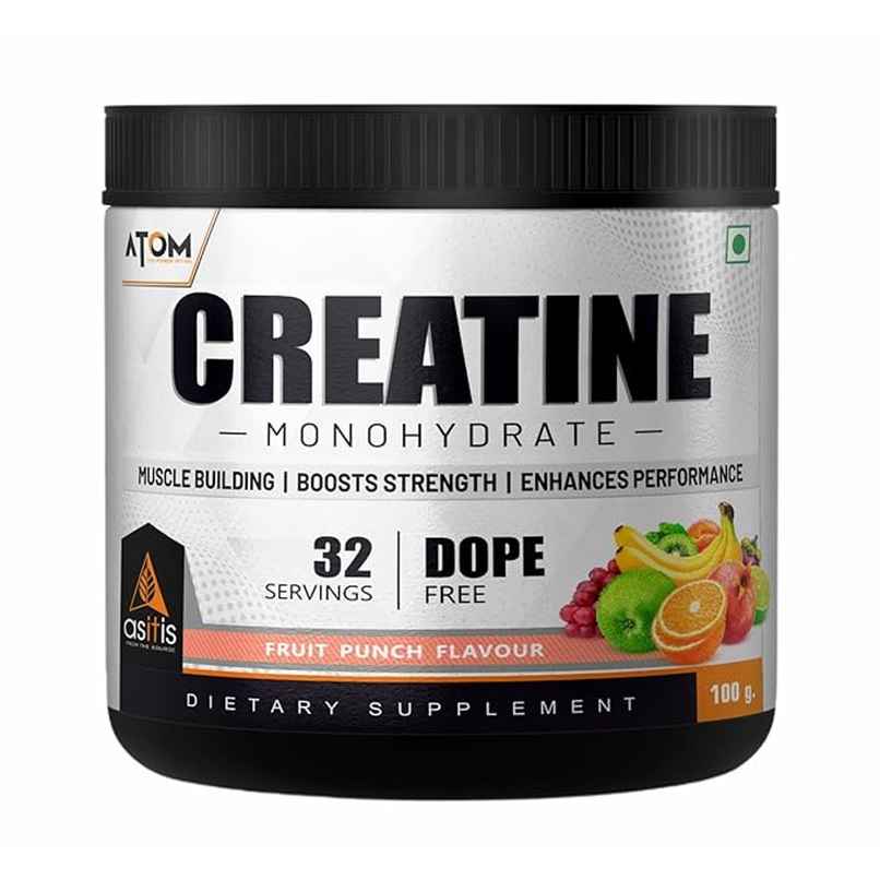 AS-IT-IS ATOM Creatine Monohydrate - 32 Servings, Fruit Punch, Dope Free