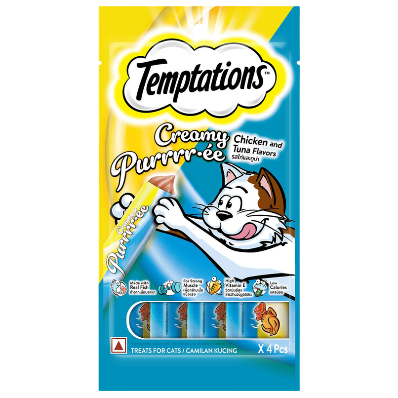 Temptations Adult Chicken & Tuna Creamy Purrrr-ee Cat Treats