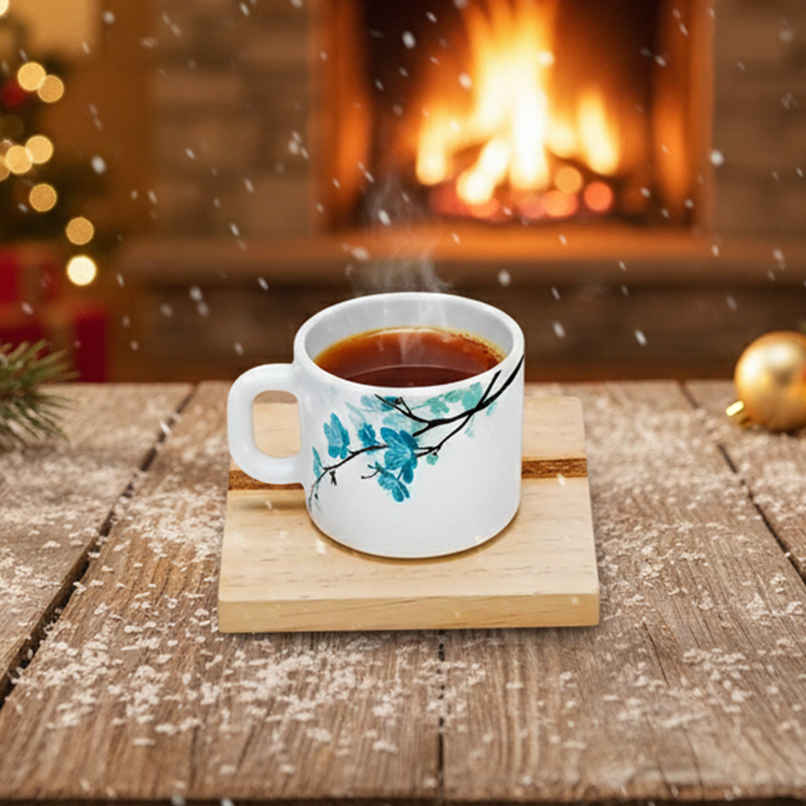 Larah By Borosil Mimosa Opalware Mug Tea/Coffee Mugs, 100Ml Each,Microwave & Dishwasher Safe