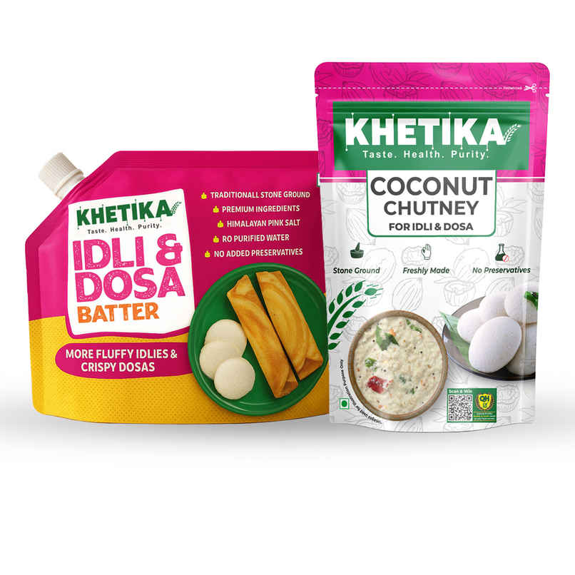 Khetika Fresh Idli Dosa Batter (1kg) & Khetika Coconut Chutney (120g) Combo Khetika Fresh Idli Dosa Batter (1kg) & Khetika Coconut Chutney (120g) Combo