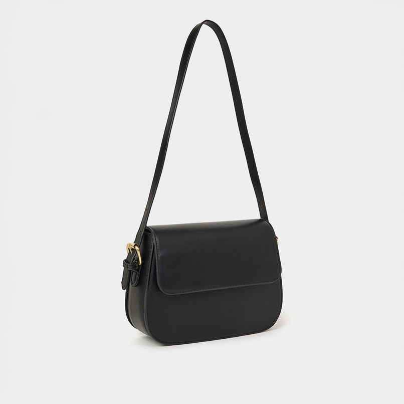 Styli Women Black Curve Edge Shoulder Bag Black Free Size