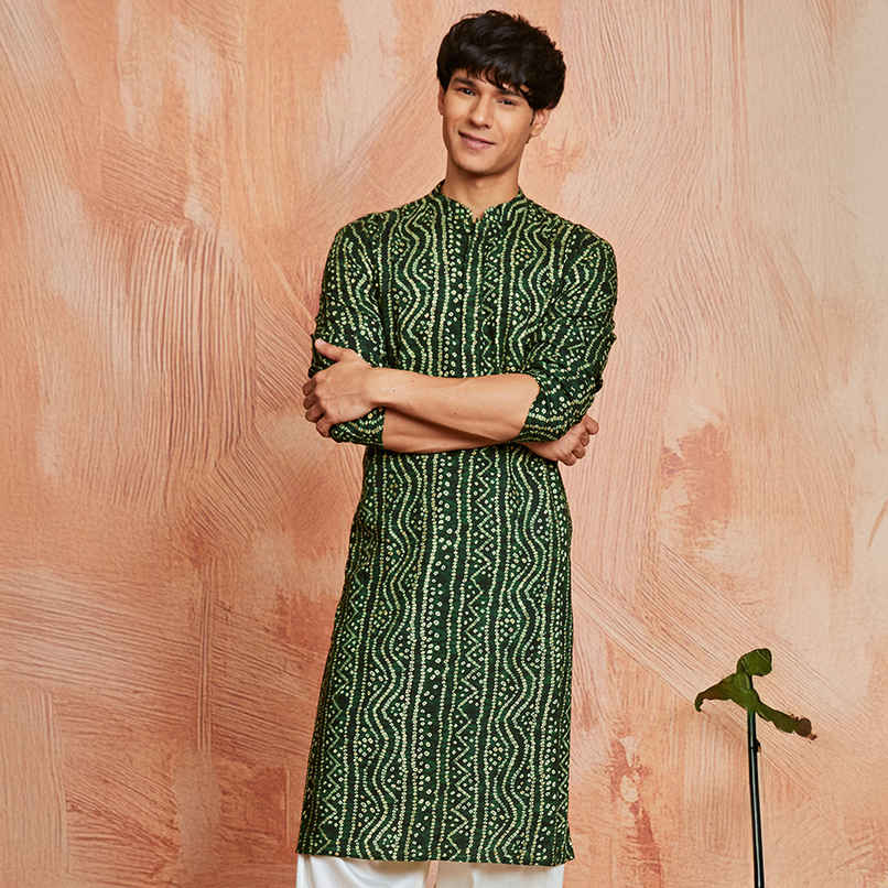 Vastramay Men's Rayon Kurta | Green - L Vastramay Men's Rayon Kurta | Green - L