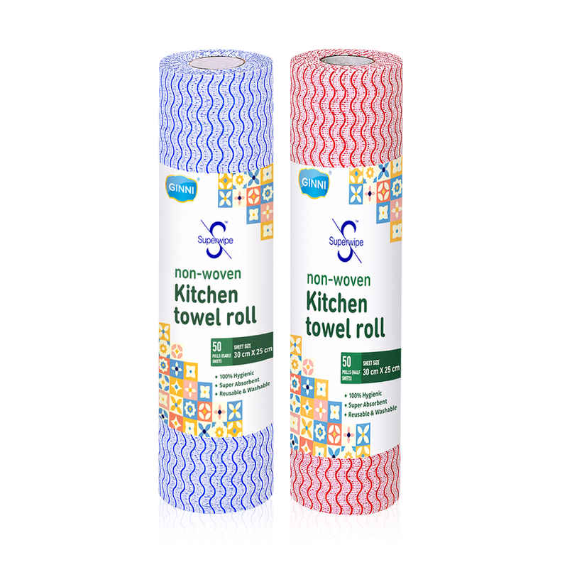 GINNI Superwipe Kitchen Towel Roll | 50 Pulls | 30 x 25 cm GINNI Superwipe Kitchen Towel Roll | 50 Pulls | 30 x 25 cm