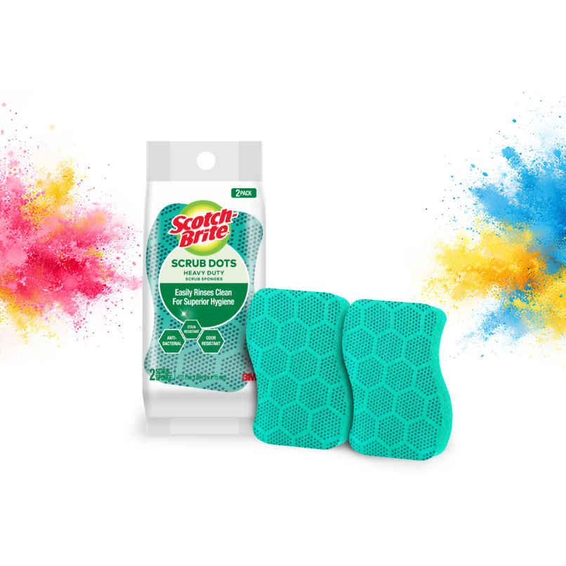 Scotch-Brite Scrub Dots - Stays Fresh, Rinses Clean for Superior Hygiene (Pack of 2)