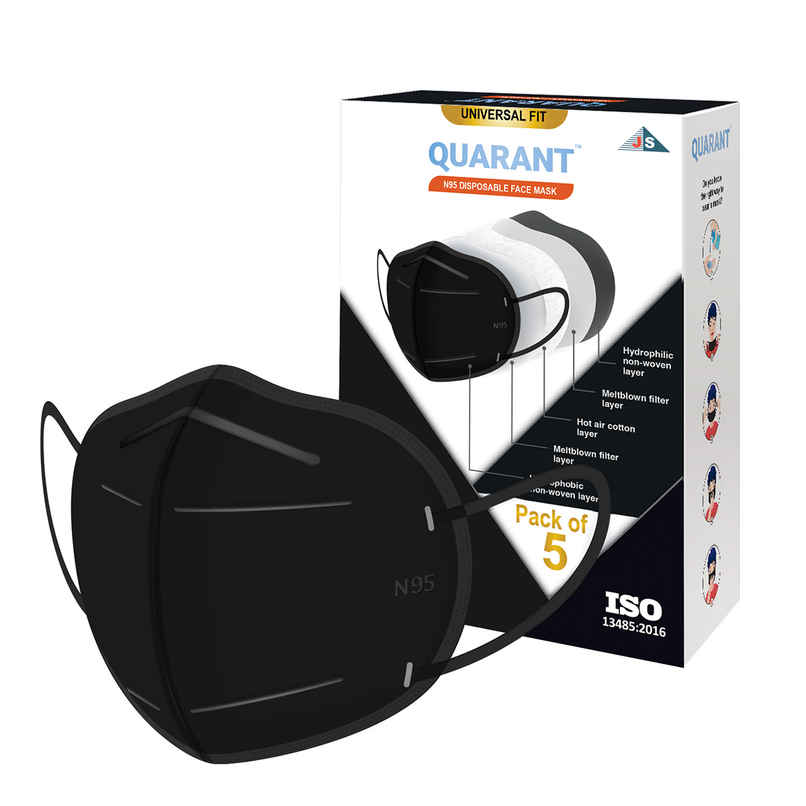 N95 Anti Pollution Face Mask with Nose Clip FFP2 Mask with 5 Layer Protection | Black