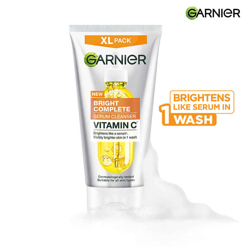 Garnier Bright Complete Serum Cleanser | Vit C Facewash for Visibly Brighter Skin in 1 Wash