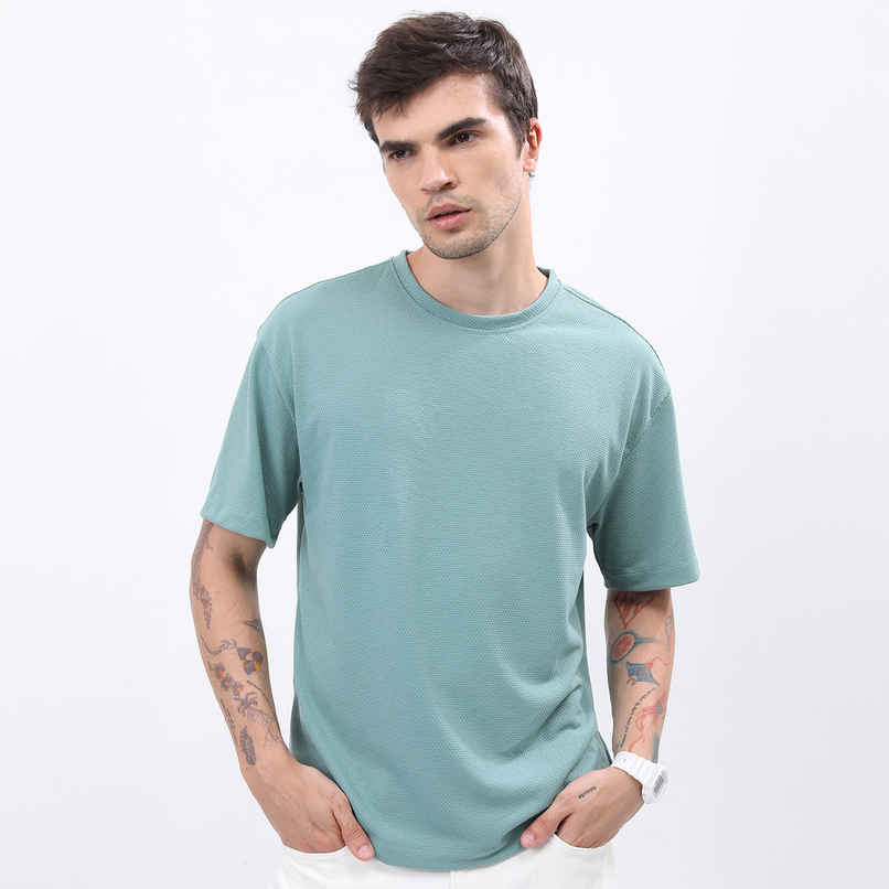 HIGHLANDER Men's Popcorn Structured Oversized T-shirt | Sea Green - M