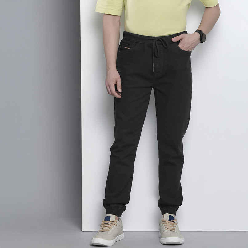 The Indian Garage Co Men's G201 Slim Fit Solid Casual Denim Jogger | Black | 32