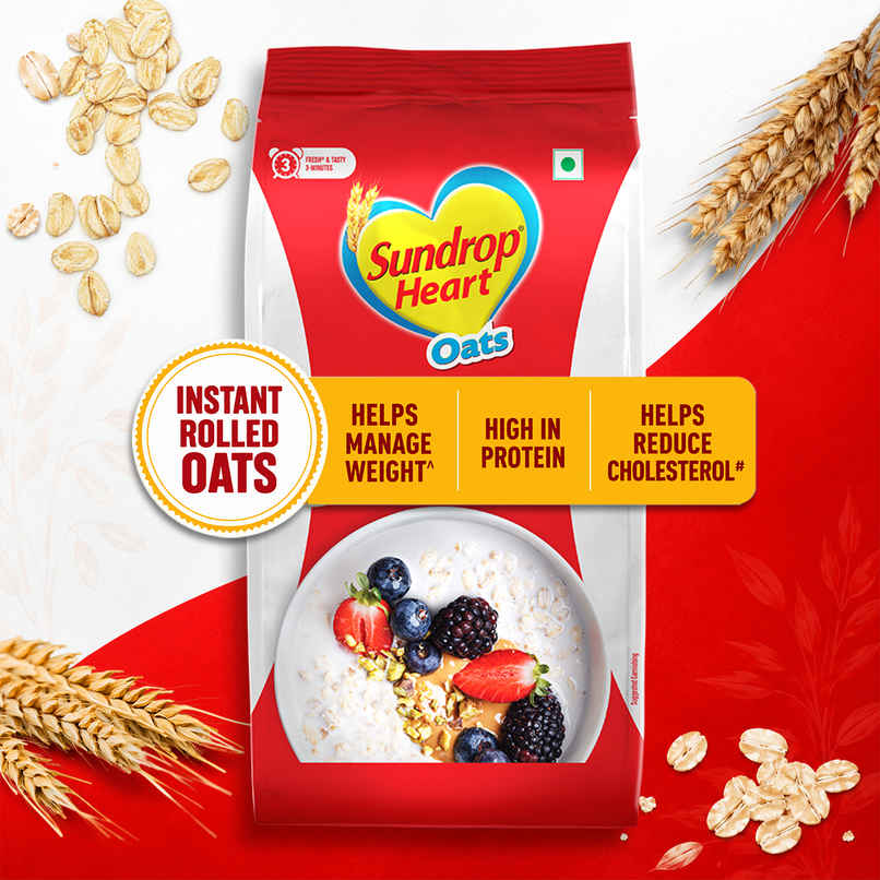Sundrop Heart Instant Rolled Oats with 12.2% Protein, 10.8% Dietary Fibre | No Added Preservatives Sundrop Heart Instant Rolled Oats with 12.2% Protein, 10.8% Dietary Fibre | No Added Preservatives