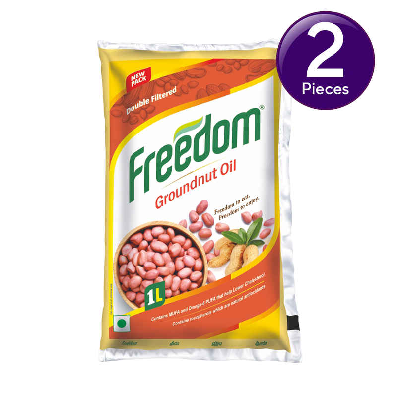 Freedom Double Filtered Groundnut Cooking Oil | Pouch Combo Freedom Double Filtered Groundnut Cooking Oil | Pouch Combo