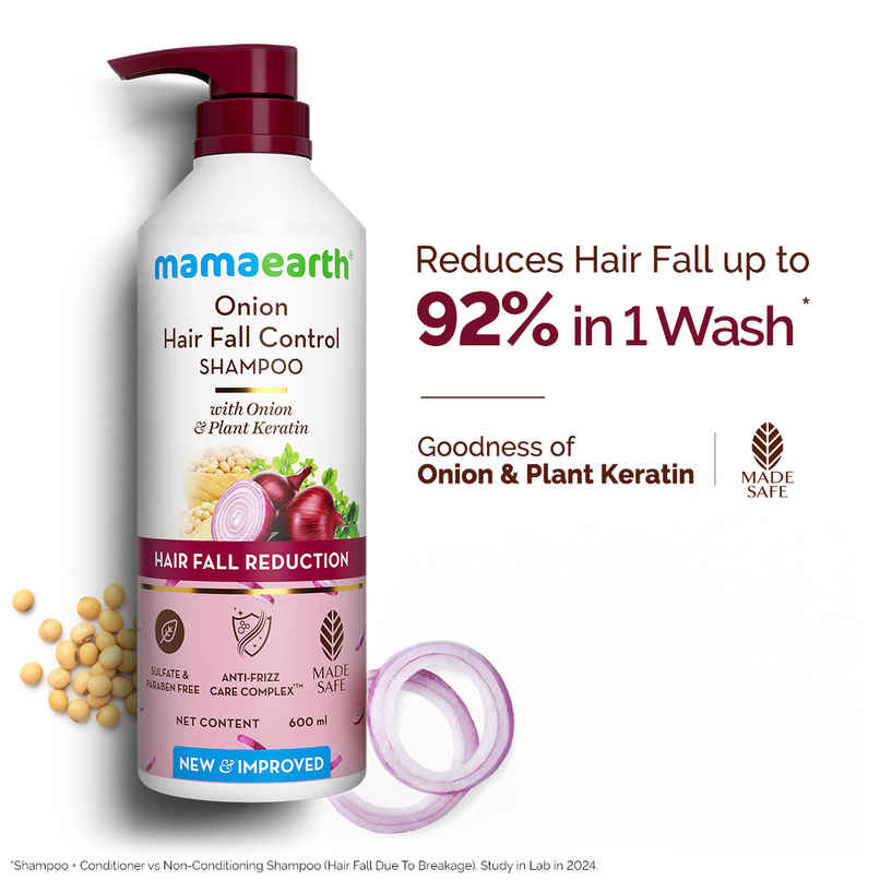 Mamaearth Onion Shampoo For Hair Fall Control & Hair Growth With Onion & Plant Keratin