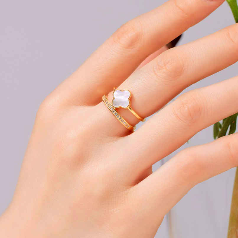Label She Gold Plated Stainless Steel Clover Adjustable Ring | LS-RNG-72177 Label She Gold Plated Stainless Steel Clover Adjustable Ring | LS-RNG-72177