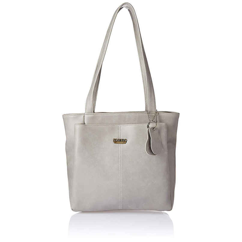 Fostelo Women's Vegan Leather Florence Handbags Shoulder Hobo Bag Ladies Purse | Grey | Large