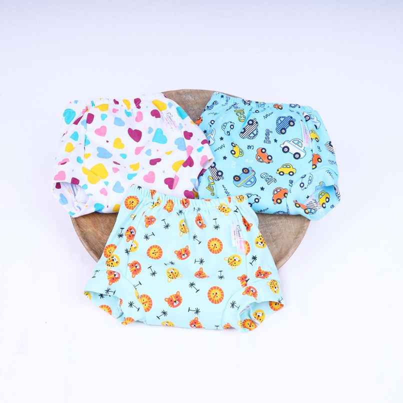 Moms Home Organic Cotton Unisex Baby Padded Underwear 2-3 Years | Heart| Car & Lion | Pack Of 3 Moms Home Organic Cotton Unisex Baby Padded Underwear 2-3 Years | Heart| Car & Lion | Pack Of 3