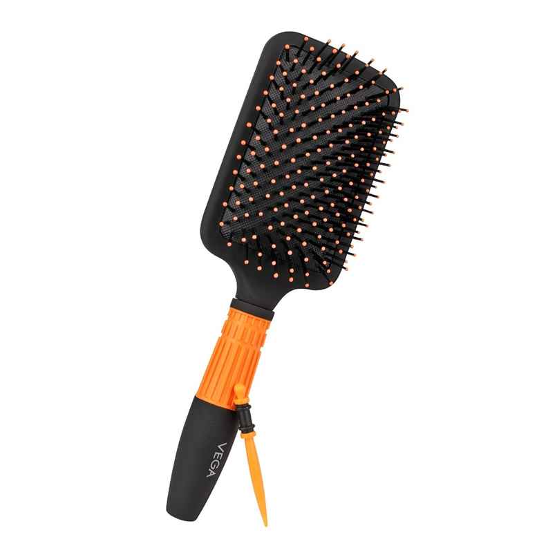 VEGA Paddle Hair Brush with Stick for Men and Women| Black and Orange|E15-PB