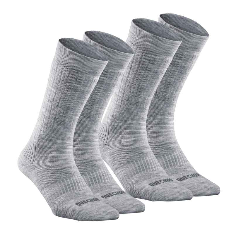 Decathlon | Quechua Unisex Acrylic and Wool Mid Calf Socks | Grey - UK 5.5 - 8