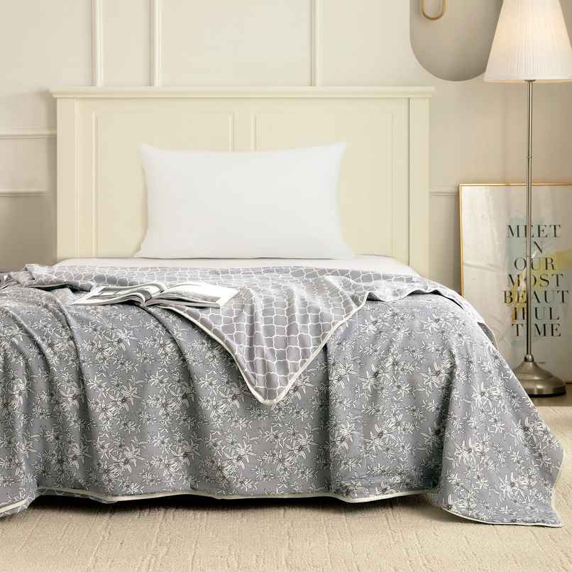 Story@home Printed Single Dohar/Duvet Cover (Cotton, Grey) (220x144x2 cms)