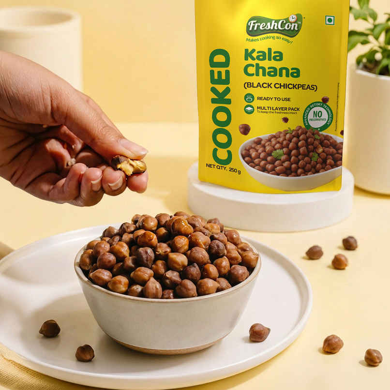 Freshcon Cooked Kala Chana | Black Chickpeas Freshcon Cooked Kala Chana | Black Chickpeas