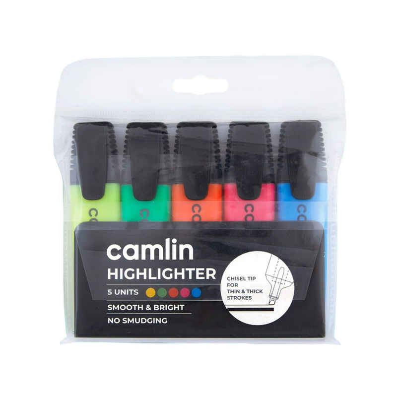 Camlin Highlighters Assorted Pouch Of 5 Shades Camlin Highlighters Assorted Pouch Of 5 Shades