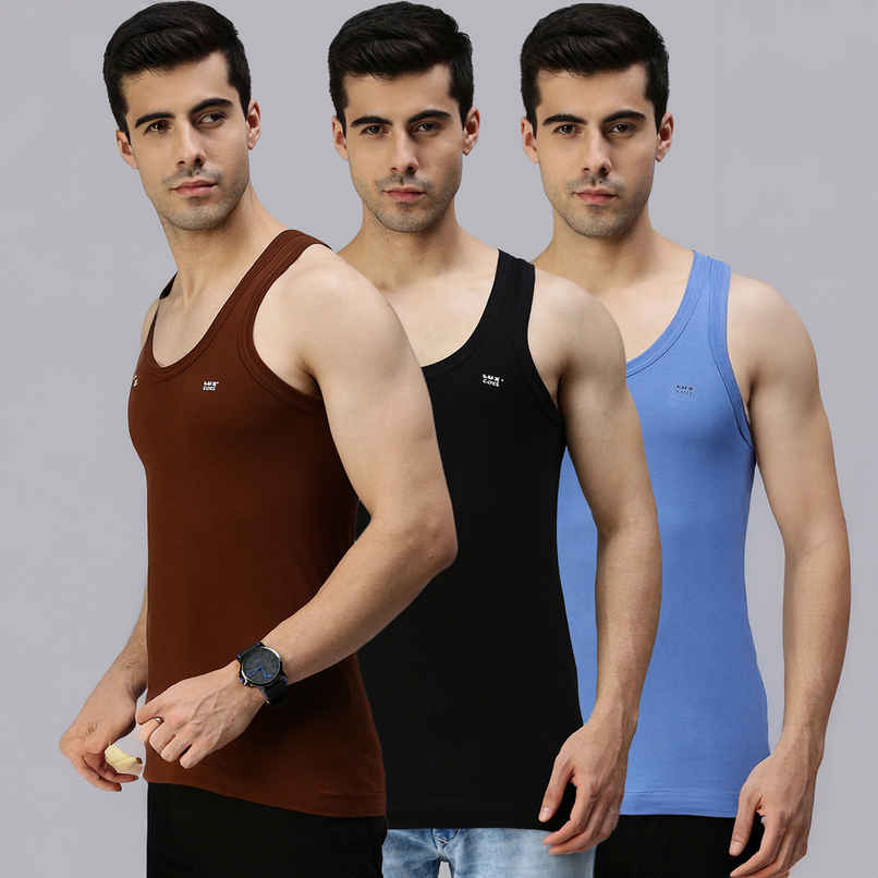 Lux Cozi Men's Colour Cotton Vest | Assorted | 95 - Pack of 3 Lux Cozi Men's Colour Cotton Vest | Assorted | 95 - Pack of 3