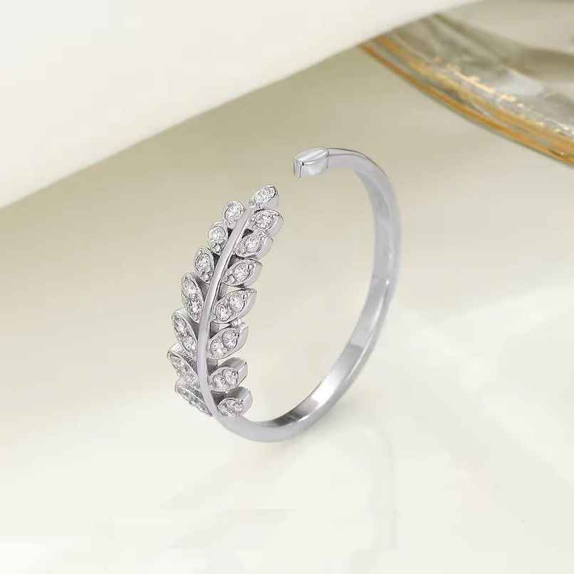 The Opal Factory | Valentines Day Leaf Sliver Ring Flexible Size Ring